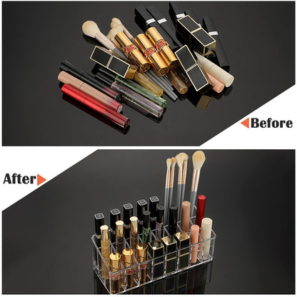 ELLDOO Clear Acrylic Rollerball Perfume Organizer – 24-Slot Cosmetic Display Case for Perfume, Lip Gloss, Lipstick, and Beauty Samples Avelisse