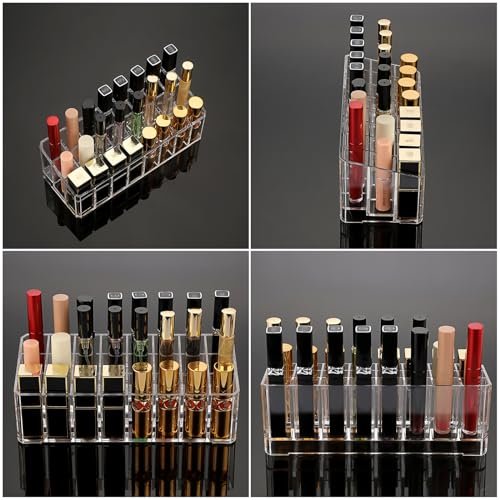 ELLDOO Clear Acrylic Rollerball Perfume Organizer – 24-Slot Cosmetic Display Case for Perfume, Lip Gloss, Lipstick, and Beauty Samples Avelisse