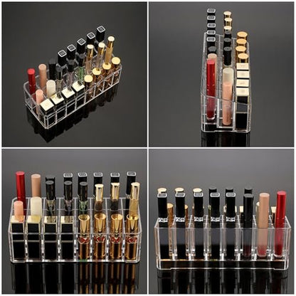 ELLDOO Clear Acrylic Rollerball Perfume Organizer – 24-Slot Cosmetic Display Case for Perfume, Lip Gloss, Lipstick, and Beauty Samples Avelisse