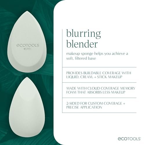 EcoTools Blend + Blur Makeup Brush and Sponge Duo - Eco-Friendly Foundation Brush & Latex-Free Blender for Liquid & Cream Makeup, Vegan & Cruelty Free, 2 Piece Set Avelisse