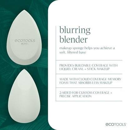 EcoTools Blend + Blur Makeup Brush and Sponge Duo - Eco-Friendly Foundation Brush & Latex-Free Blender for Liquid & Cream Makeup, Vegan & Cruelty Free, 2 Piece Set Avelisse