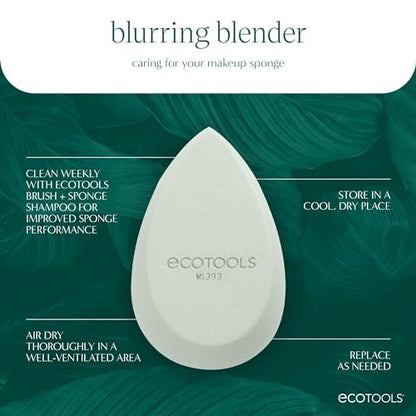 EcoTools Blend + Blur Makeup Brush and Sponge Duo - Eco-Friendly Foundation Brush & Latex-Free Blender for Liquid & Cream Makeup, Vegan & Cruelty Free, 2 Piece Set Avelisse