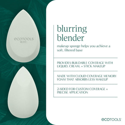 EcoTools Blend + Blur Makeup Brush and Sponge Duo - Eco-Friendly Foundation Brush & Latex-Free Blender for Liquid & Cream Makeup, Vegan & Cruelty Free, 2 Piece Set Avelisse
