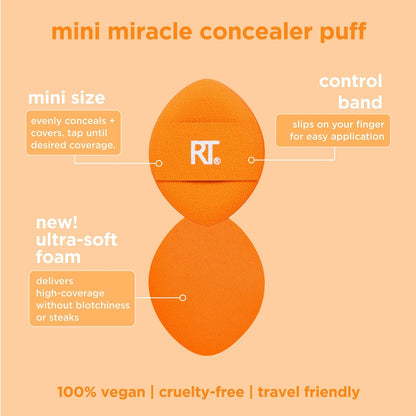 Real Techniques Mini Miracle Concealer Puff Trio – Small Reusable Makeup Puff for Liquid & Cream Foundation & Concealer, Travel-Friendly, Vegan & Cruelty-Free (3 Count)