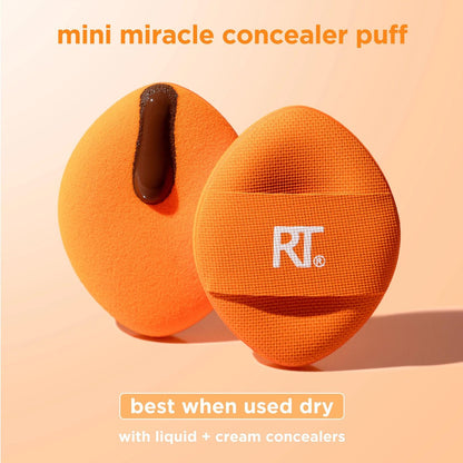 Real Techniques Mini Miracle Concealer Puff Trio – Small Reusable Makeup Puff for Liquid & Cream Foundation & Concealer, Travel-Friendly, Vegan & Cruelty-Free (3 Count)