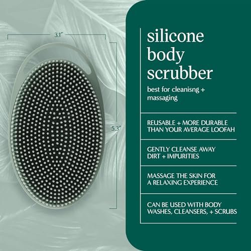 EcoTools Silicone Body Scrubber – Gentle 2-in-1 Exfoliator & Massager, Eco-Friendly, Vegan & Cruelty-Free, Green Avelisse