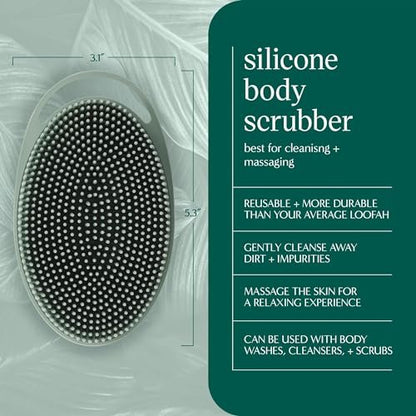 EcoTools Silicone Body Scrubber – Gentle 2-in-1 Exfoliator & Massager, Eco-Friendly, Vegan & Cruelty-Free, Green Avelisse