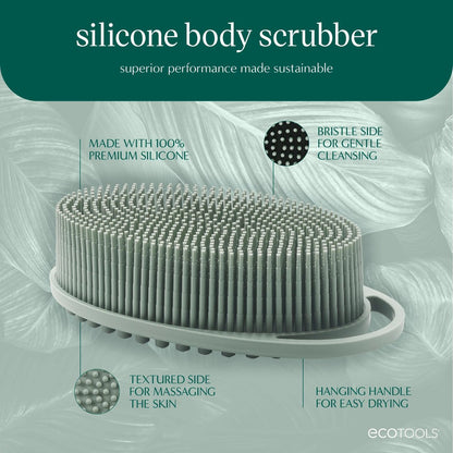 EcoTools Silicone Body Scrubber – Gentle 2-in-1 Exfoliator & Massager, Eco-Friendly, Vegan & Cruelty-Free, Green Avelisse