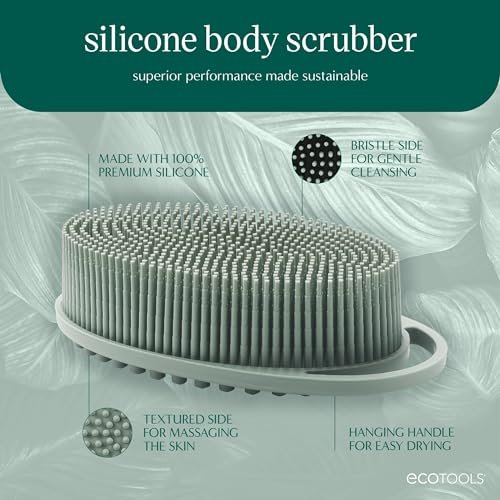 EcoTools Silicone Body Scrubber – Gentle 2-in-1 Exfoliator & Massager, Eco-Friendly, Vegan & Cruelty-Free, Green Avelisse
