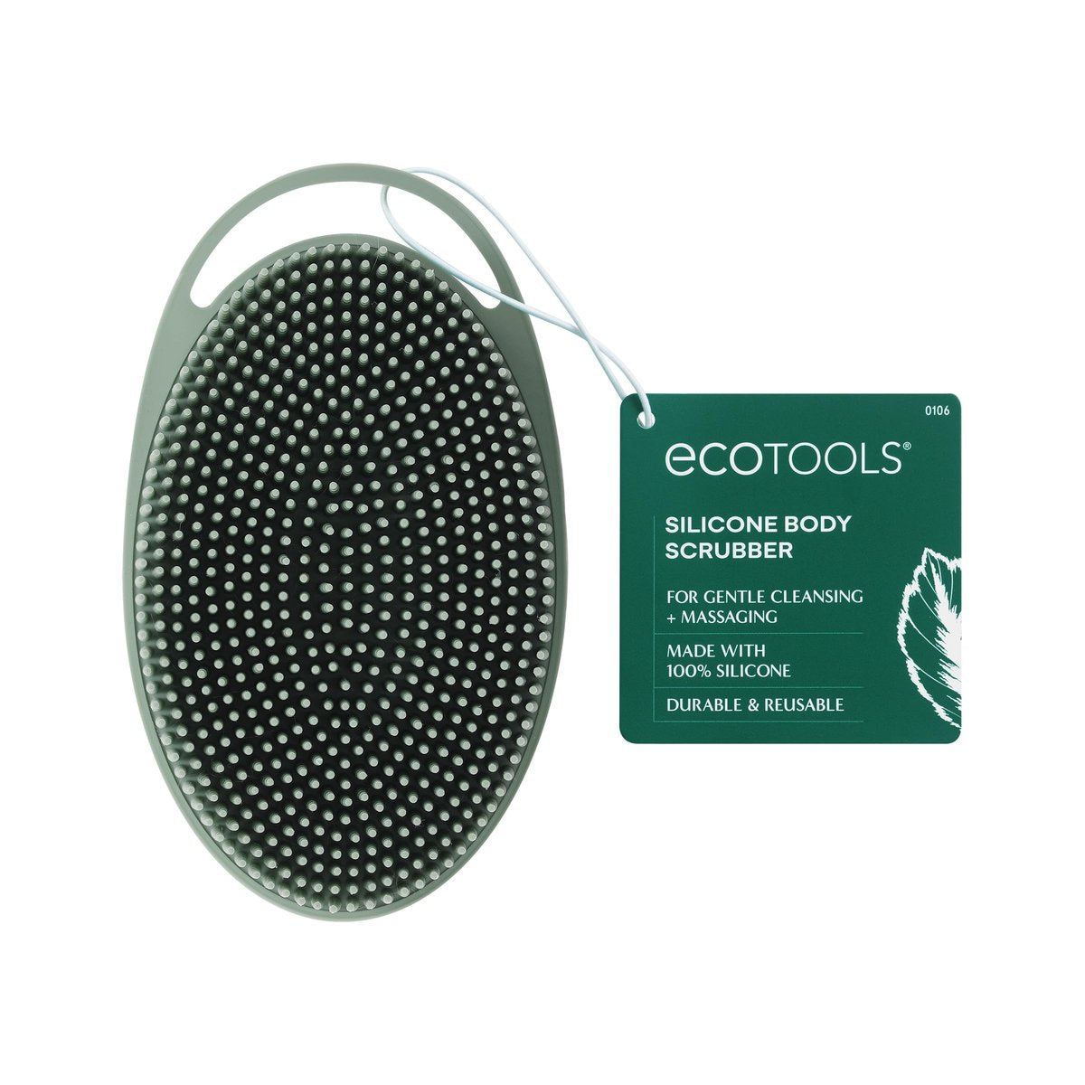 EcoTools Silicone Body Scrubber – Gentle 2-in-1 Exfoliator & Massager, Eco-Friendly, Vegan & Cruelty-Free, Green Avelisse