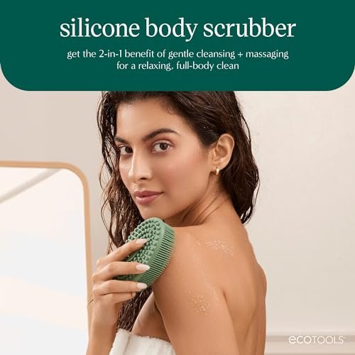 EcoTools Silicone Body Scrubber – Gentle 2-in-1 Exfoliator & Massager, Eco-Friendly, Vegan & Cruelty-Free, Green Avelisse