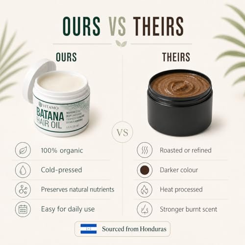 Vitamo 100% Organic Batana Natural Hair Growth Oil – Pure Elaeis Oleifera, Cold Pressed, Dr. Sebi Inspired Scalp & Hair Shine Treatment for Men and Women (4 Fl Oz) Avelisse