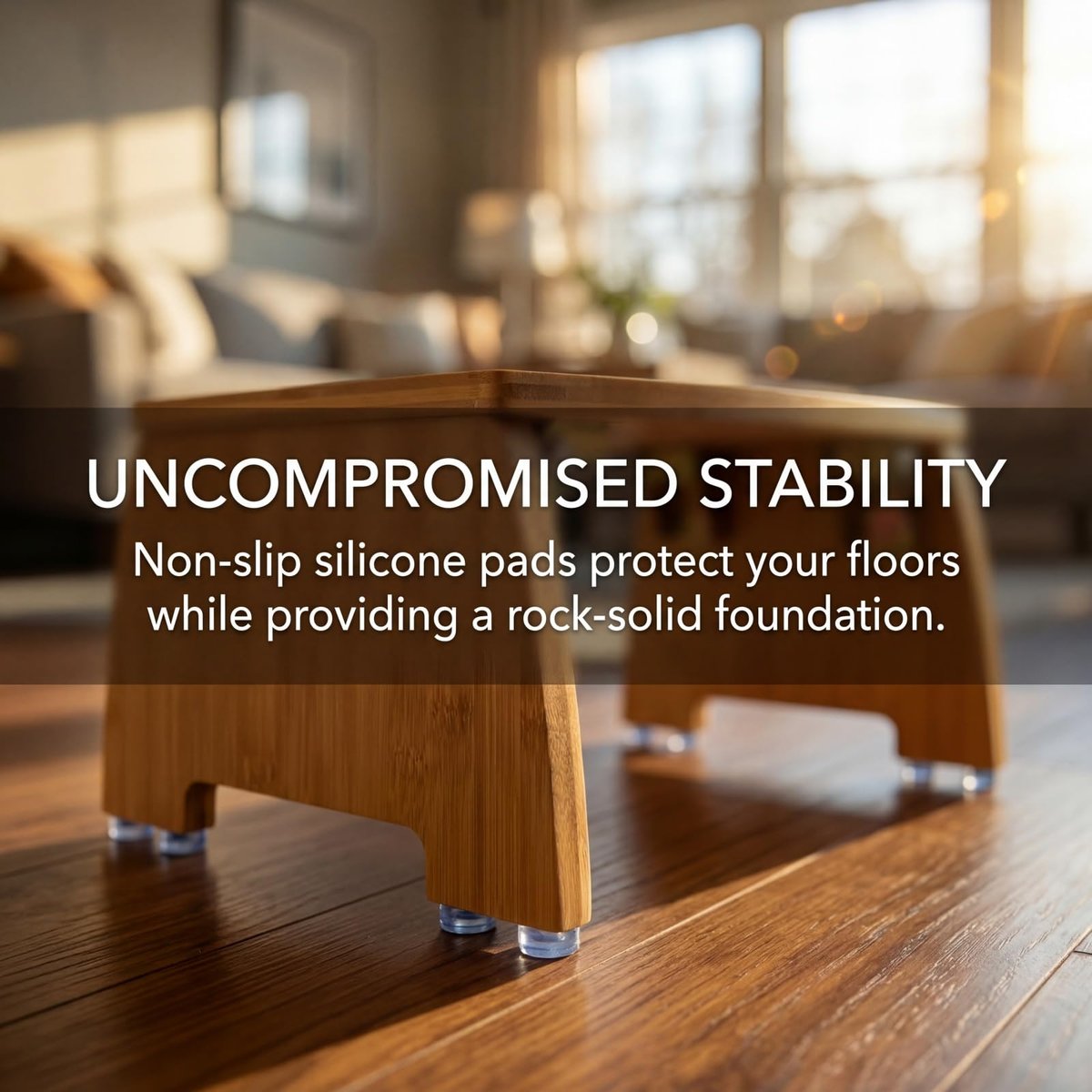 Lyellfe Bamboo Folding Step Stool – Non-Slip Foot Rest Chair, Foldable One Step Stool for Home, Supports Up to 300 lbs, Fully Assembled Avelisse