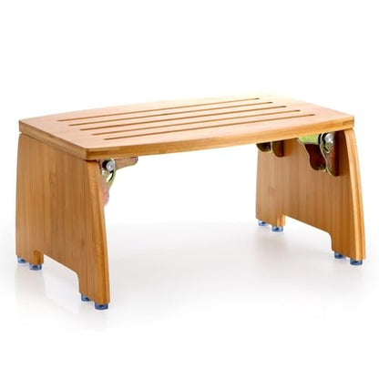 Lyellfe Bamboo Folding Step Stool – Non-Slip Foot Rest Chair, Foldable One Step Stool for Home, Supports Up to 300 lbs, Fully Assembled Avelisse