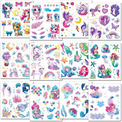 12 Sheets Glitter Temporary Tattoos for Girls - CHARLENT Birthday Party Favors & Goodie Bag Fillers