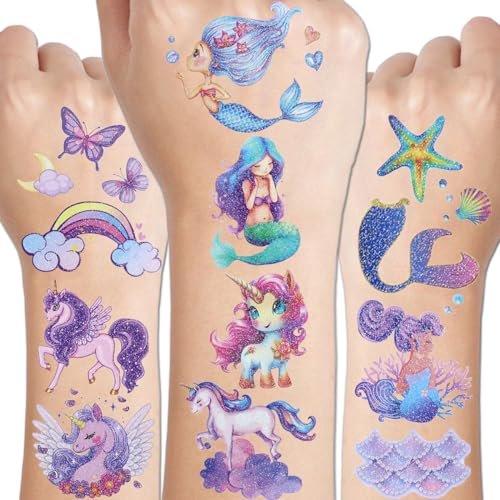 12 Sheets Glitter Temporary Tattoos for Girls - CHARLENT Birthday Party Favors & Goodie Bag Fillers - görsel 2