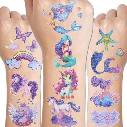 12 Sheets Glitter Temporary Tattoos for Girls - CHARLENT Birthday Party Favors & Goodie Bag Fillers