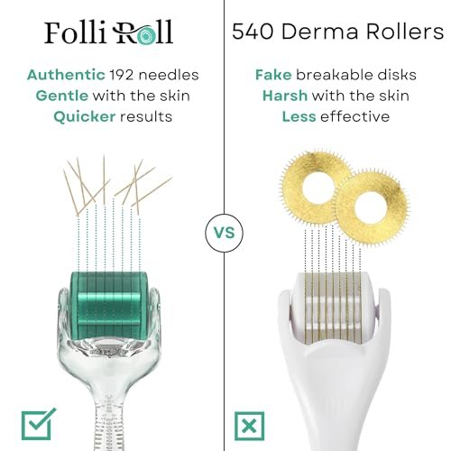 FolliRoll Derma Roller for Hair and Skin – 192 Titanium Microneedles, 0.30mm, Sea Green, with Storage Case - görsel 4