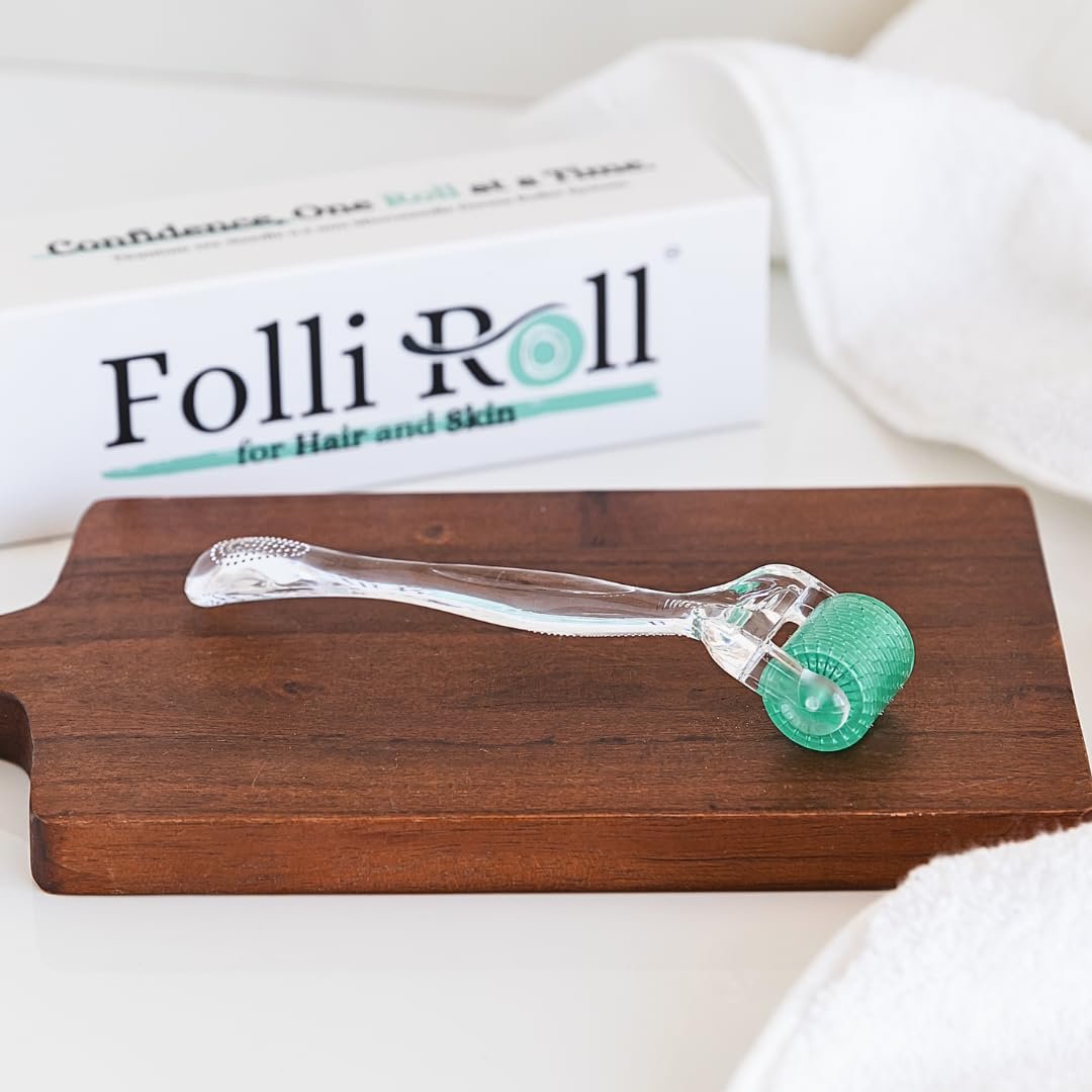 FolliRoll Derma Roller for Hair and Skin – 192 Titanium Microneedles, 0.30mm, Sea Green, with Storage Case - görsel 15