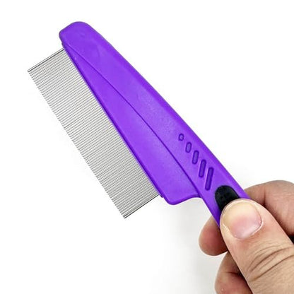 ELFSKIK Stainless Steel Fine Tooth Dandruff Comb - Professional Dandruff Remover for Kids and Adults (Purple)