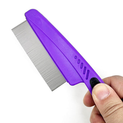 ELFSKIK Stainless Steel Fine Tooth Dandruff Comb - Professional Dandruff Remover for Kids and Adults (Purple)