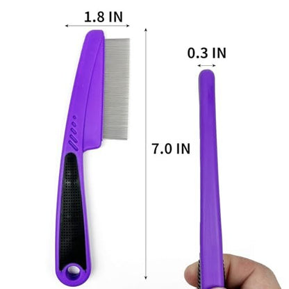 ELFSKIK Stainless Steel Fine Tooth Dandruff Comb - Professional Dandruff Remover for Kids and Adults (Purple)