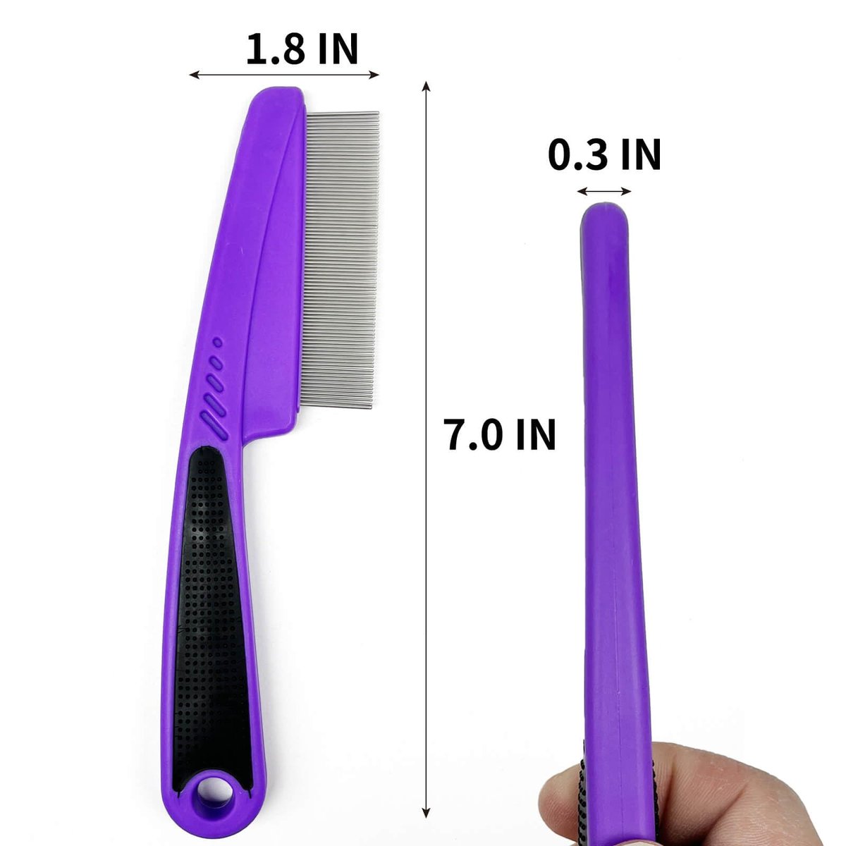 ELFSKIK Stainless Steel Fine Tooth Dandruff Comb - Professional Dandruff Remover for Kids and Adults (Purple) - görsel 7