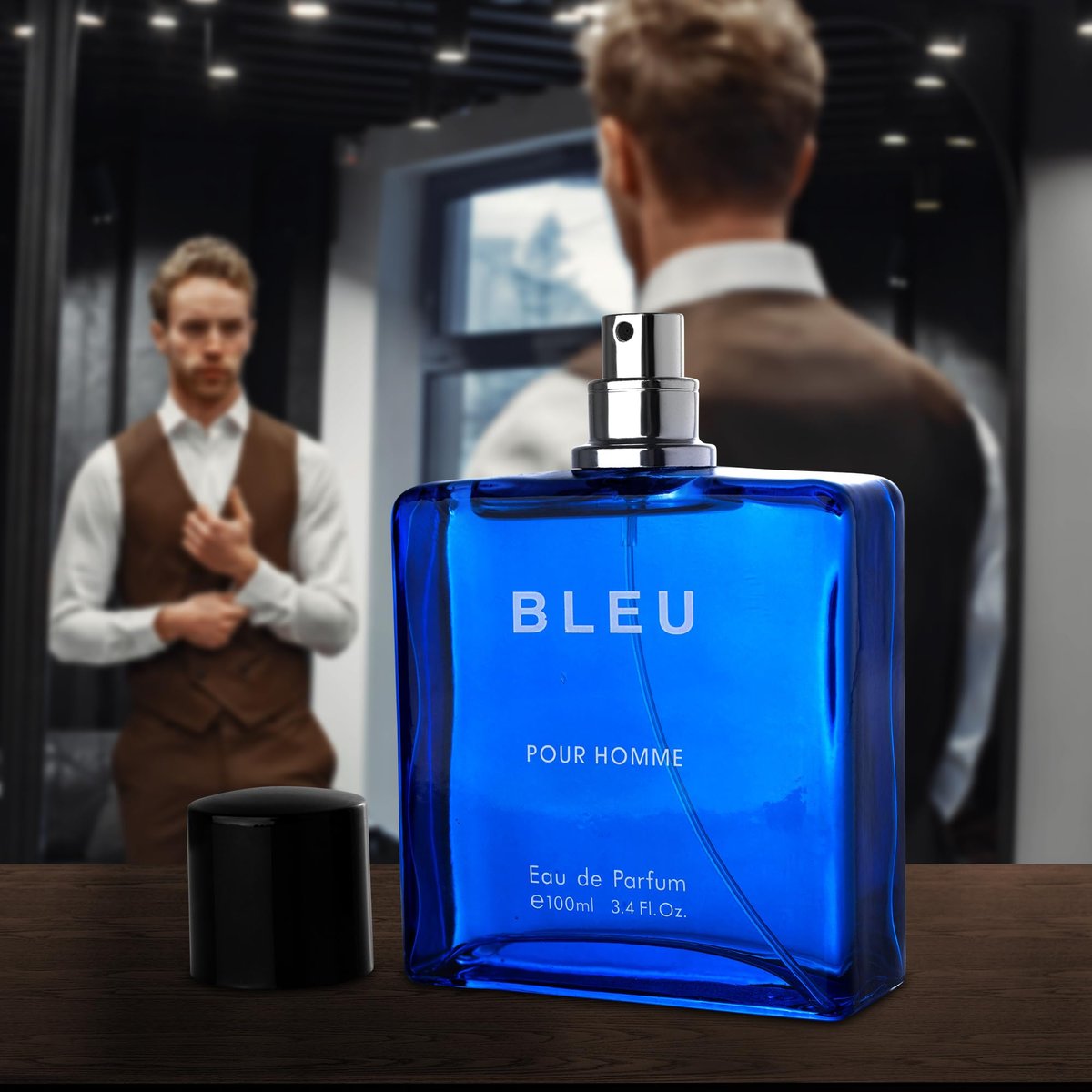 Urban Collection Bleu for Men Eau De Parfum 3.4 Fl Oz - Citrus, Spice & Woody Fragrance Avelisse