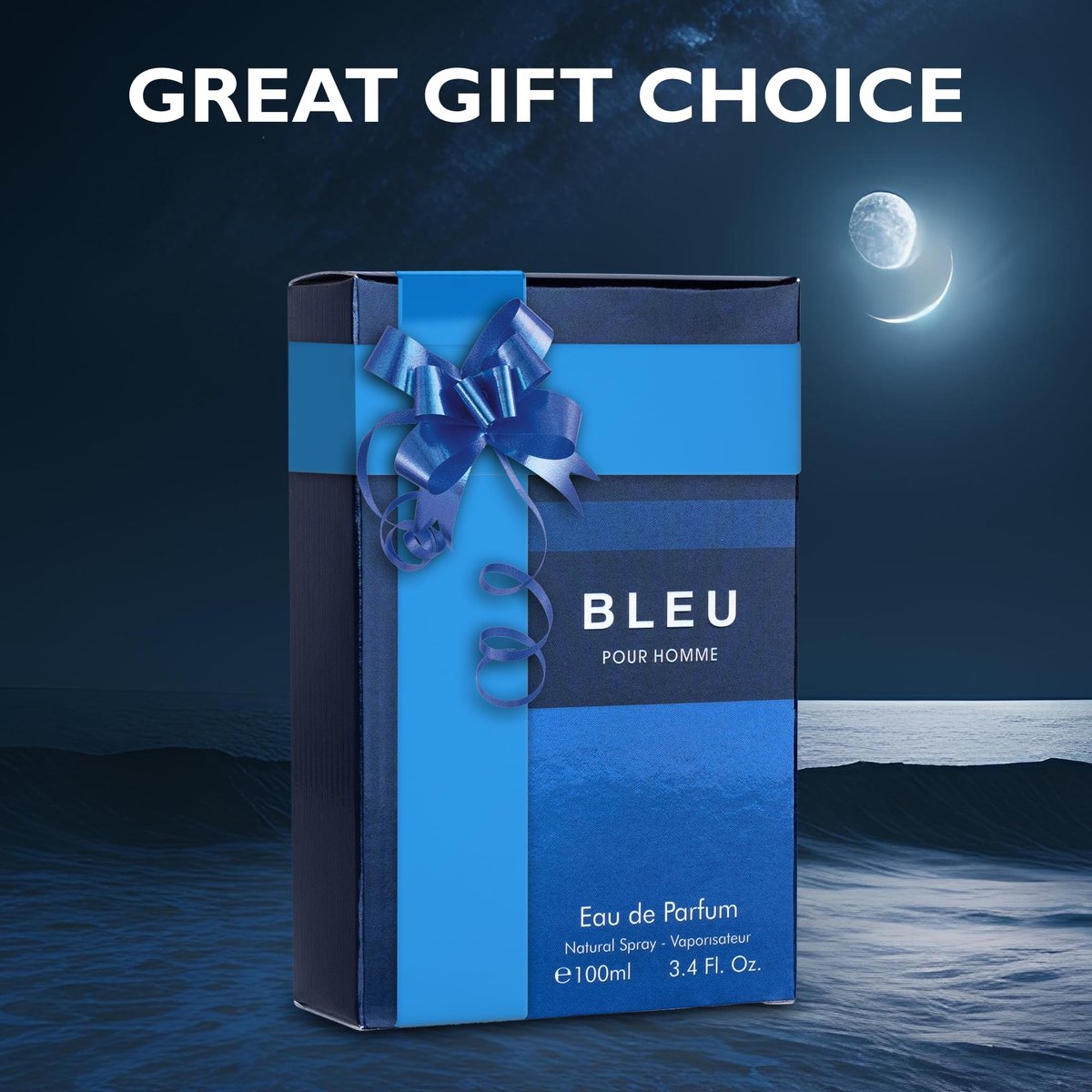 Urban Collection Bleu for Men Eau De Parfum 3.4 Fl Oz - Citrus, Spice & Woody Fragrance Avelisse