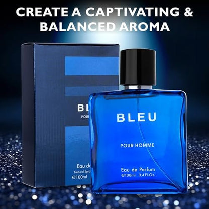 Urban Collection Bleu for Men Eau De Parfum 3.4 Fl Oz - Citrus, Spice & Woody Fragrance Avelisse