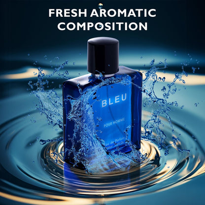 Urban Collection Bleu for Men Eau De Parfum 3.4 Fl Oz - Citrus, Spice & Woody Fragrance Avelisse