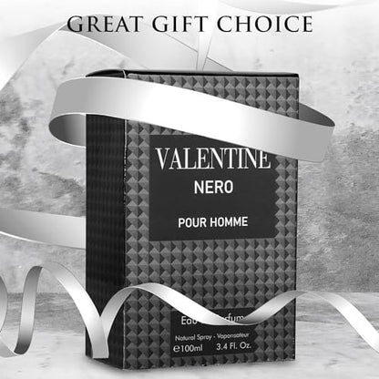 Urban Collection Valentine Nero for Men - Woody Aromatic Eau de Parfum, Masculine Scent with Floral & Mineral Notes, 3.4 Fl Oz