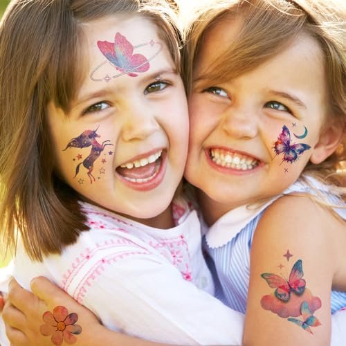 Hohamn Glitter Tattoos for Girls & Women – 12 Sheets Butterfly, Moon, Flowers, Mermaid Temporary Tattoos for Birthday Party Supplies & Gifts - görsel 8