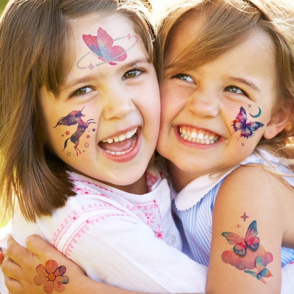 Hohamn Glitter Tattoos for Girls & Women – 12 Sheets Butterfly, Moon, Flowers, Mermaid Temporary Tattoos for Birthday Party Supplies & Gifts - görsel 7