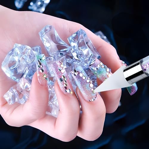 Vikerer Rhinestone Picker Tool, Dual-ended Rhinestones Applicator Nail Art Design Tool, 2 Pack Acrylic Handle Nail Pen with 4 Extra Wax Tips and 1 Tweezer - görsel 12