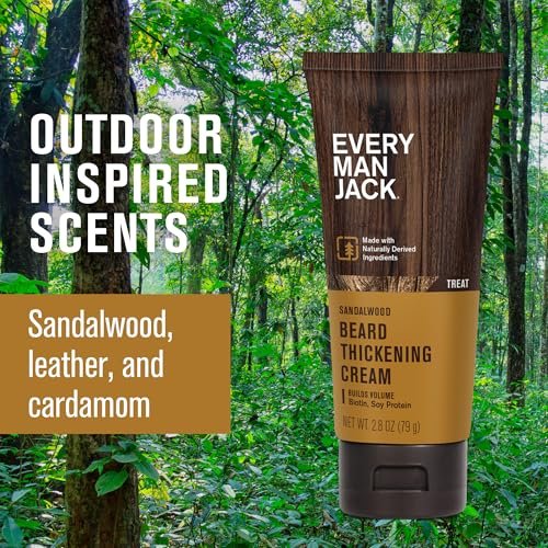 Every Man Jack Beard Thickening Cream, 2.8 oz (2 Pack) – Strengthens, Thickens & Nourishes with Biotin & Vitamin B6 – Light Sandalwood Scent Avelisse