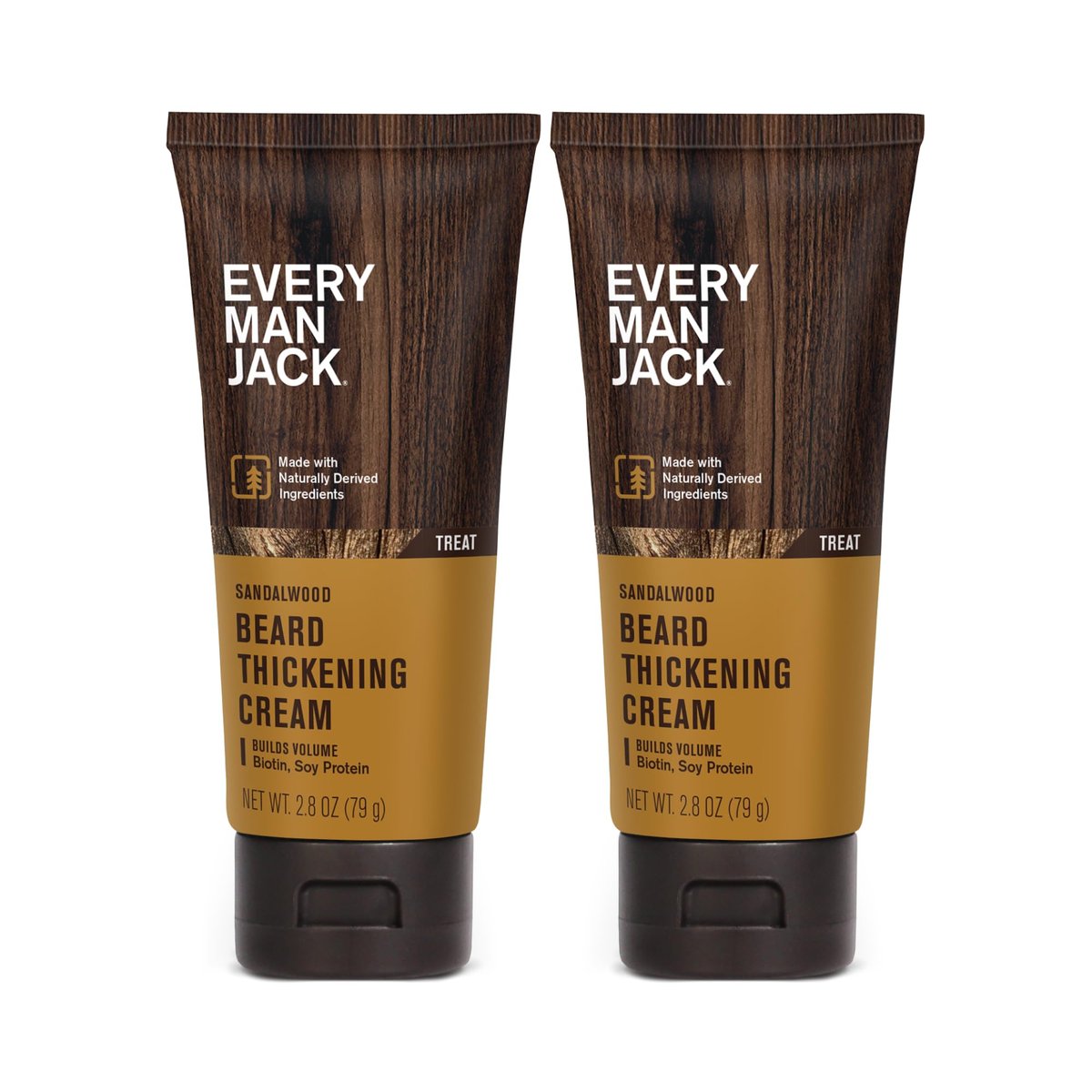 Every Man Jack Beard Thickening Cream, 2.8 oz (2 Pack) – Strengthens, Thickens & Nourishes with Biotin & Vitamin B6 – Light Sandalwood Scent Avelisse