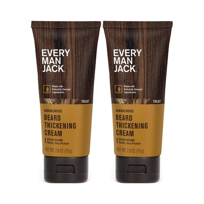 Every Man Jack Beard Thickening Cream, 2.8 oz (2 Pack) – Strengthens, Thickens & Nourishes with Biotin & Vitamin B6 – Light Sandalwood Scent Avelisse