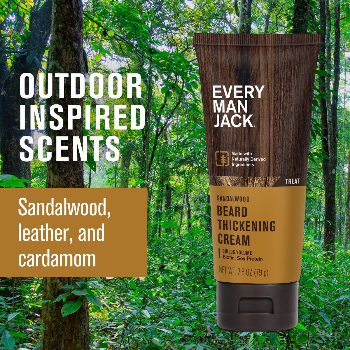 Every Man Jack Beard Thickening Cream, 2.8 oz (2 Pack) – Strengthens, Thickens & Nourishes with Biotin & Vitamin B6 – Light Sandalwood Scent Avelisse
