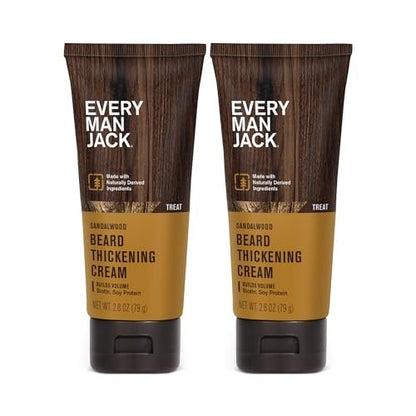 Every Man Jack Beard Thickening Cream, 2.8 oz (2 Pack) – Strengthens, Thickens & Nourishes with Biotin & Vitamin B6 – Light Sandalwood Scent Avelisse
