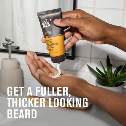 Every Man Jack Beard Thickening Cream, 2.8 oz (2 Pack) – Strengthens, Thickens & Nourishes with Biotin & Vitamin B6 – Light Sandalwood Scent Avelisse