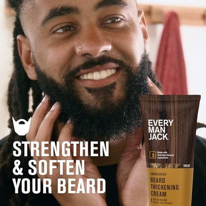 Every Man Jack Beard Thickening Cream, 2.8 oz (2 Pack) – Strengthens, Thickens & Nourishes with Biotin & Vitamin B6 – Light Sandalwood Scent Avelisse