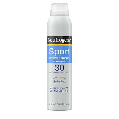 Neutrogena Sport Active Defense SPF 30 Sunscreen Spray – Sweat & Water Resistant Broad Spectrum UVA/UVB Protection, Oxybenzone-Free, 5 oz Avelisse