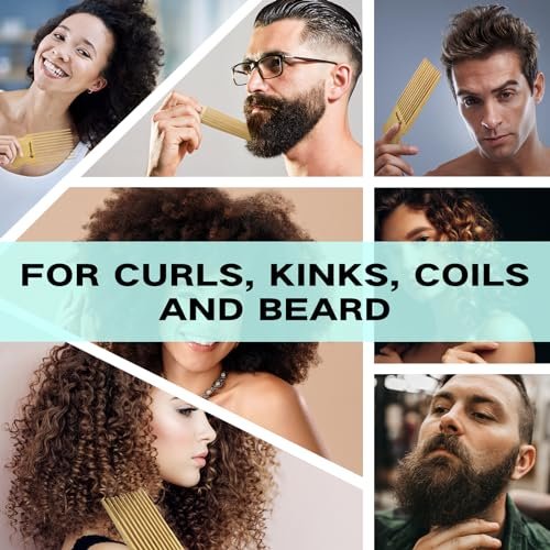 Combetter Bamboo Hair Pick Comb for Thick Curly Hair & Beard – Eco-Friendly Anti Static Afro Pick Wooden Comb for Detangling & Styling for Men, Women & Kids - görsel 12
