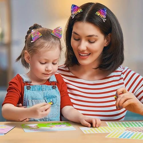 12 Glitter Sparkly Cat Ear Hair Clips and Barrettes for Girls, Toddlers, and Kids - Animal Hair Pins Avelisse