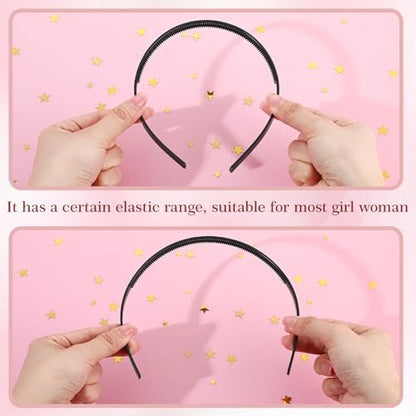 XunYee 100 Pcs Plastic Headbands Bulk Black Headbands with Teeth Plain Hair Bands for Women Girls Craft DIY Hair Accessories (Black, 10 mm) Avelisse