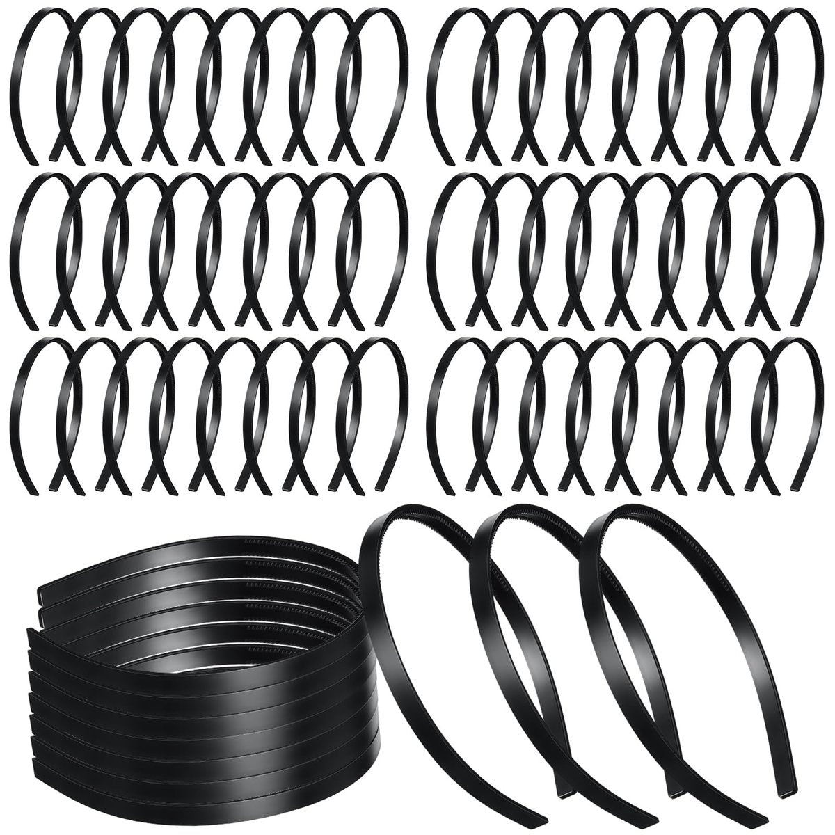 XunYee 100 Pcs Plastic Headbands Bulk Black Headbands with Teeth Plain Hair Bands for Women Girls Craft DIY Hair Accessories (Black, 10 mm) Avelisse