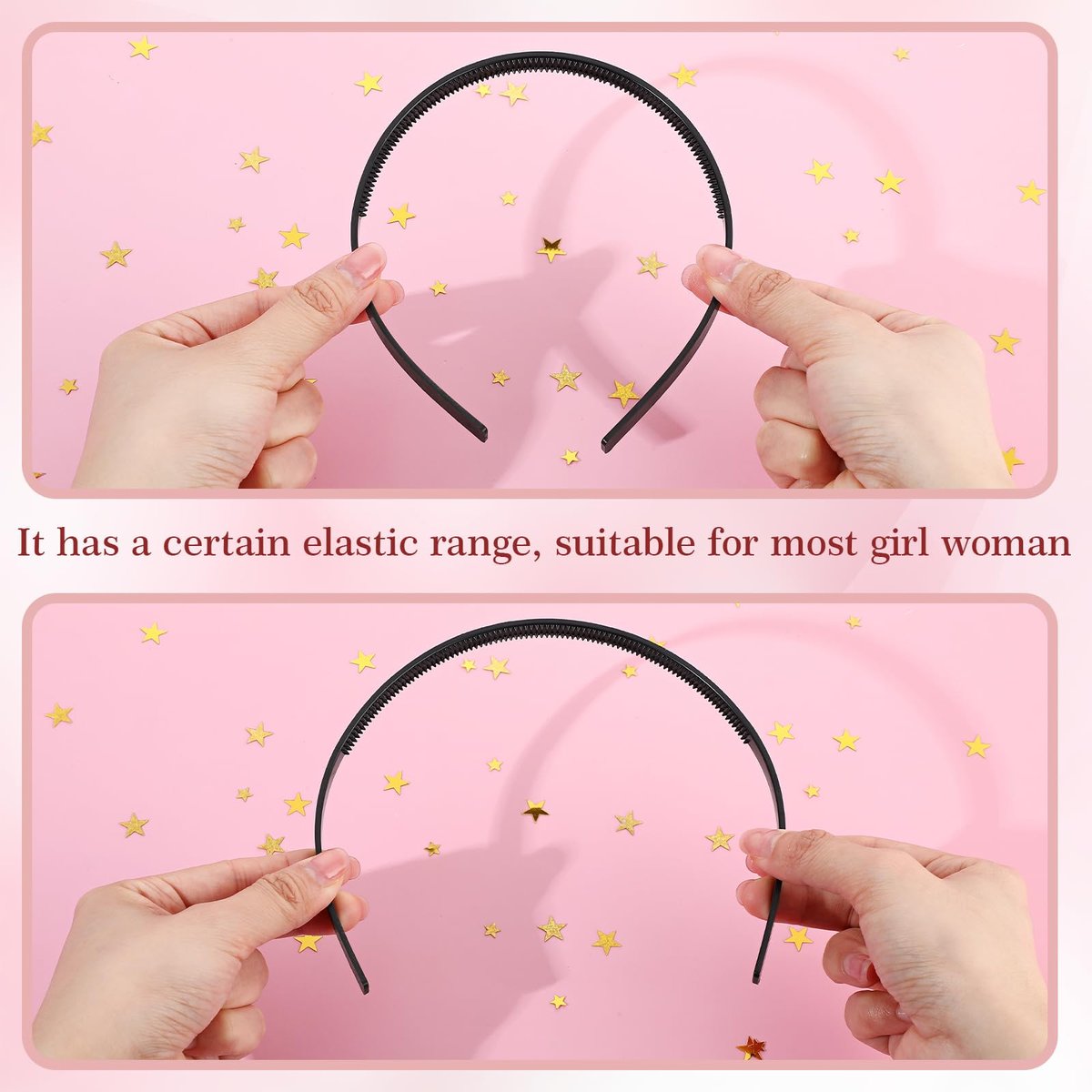 XunYee 100 Pcs Plastic Headbands Bulk Black Headbands with Teeth Plain Hair Bands for Women Girls Craft DIY Hair Accessories (Black, 10 mm) Avelisse