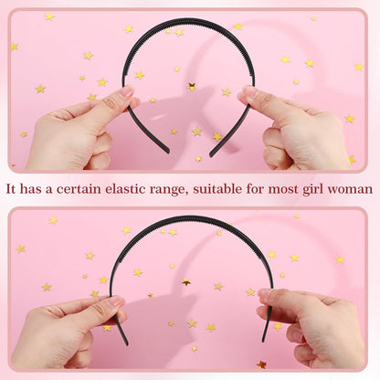 XunYee 100 Pcs Plastic Headbands Bulk Black Headbands with Teeth Plain Hair Bands for Women Girls Craft DIY Hair Accessories (Black, 10 mm) Avelisse