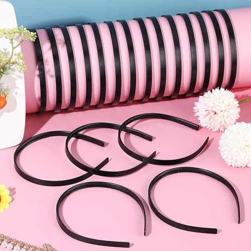 XunYee 100 Pcs Plastic Headbands Bulk Black Headbands with Teeth Plain Hair Bands for Women Girls Craft DIY Hair Accessories (Black, 10 mm) Avelisse